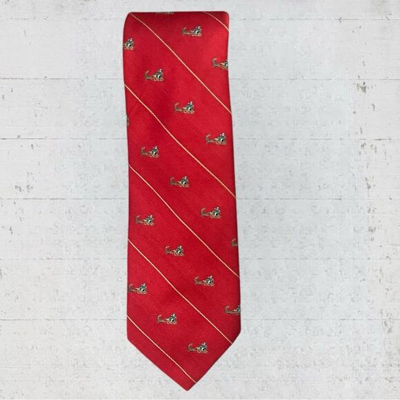 VTG Robert Talbots Handsewn for Nordstrom Silk Blend Christmas Santa Sleigh Tie - Picture 1 of 8